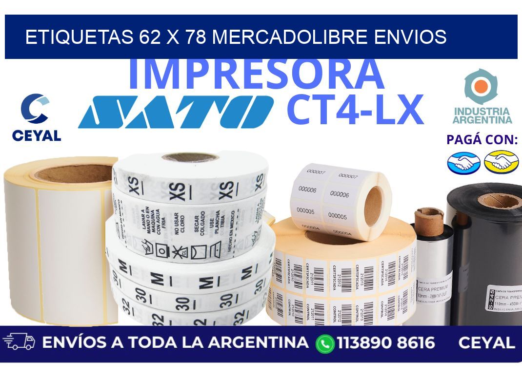 etiquetas 62 x 78 mercadolibre envios