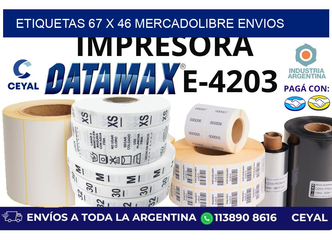 etiquetas 67 x 46 mercadolibre envios