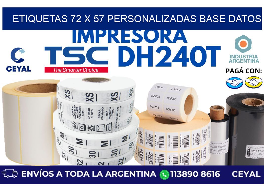 etiquetas 72 x 57 personalizadas base datos