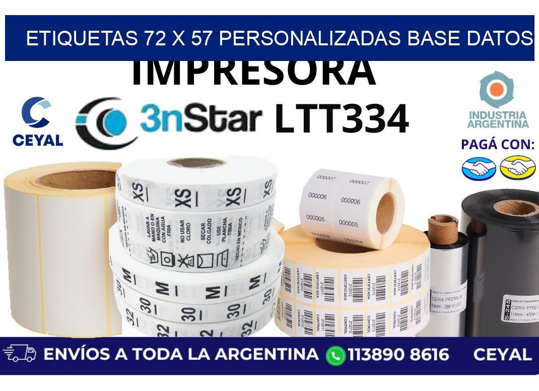 etiquetas 72 x 57 personalizadas base datos