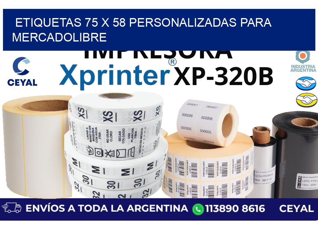 etiquetas 75 x 58 personalizadas para mercadolibre