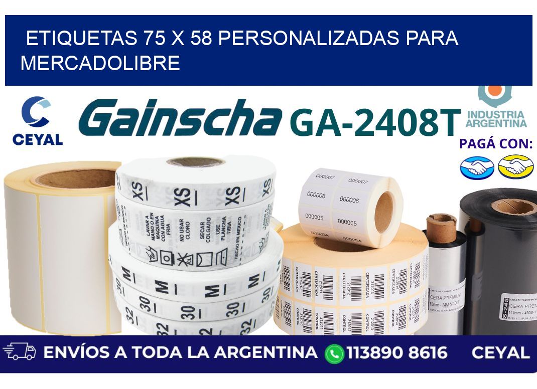 etiquetas 75 x 58 personalizadas para mercadolibre