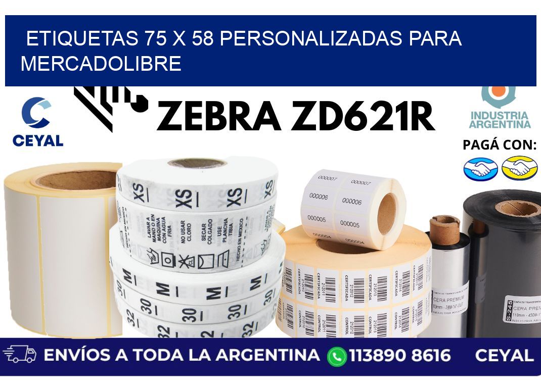 etiquetas 75 x 58 personalizadas para mercadolibre