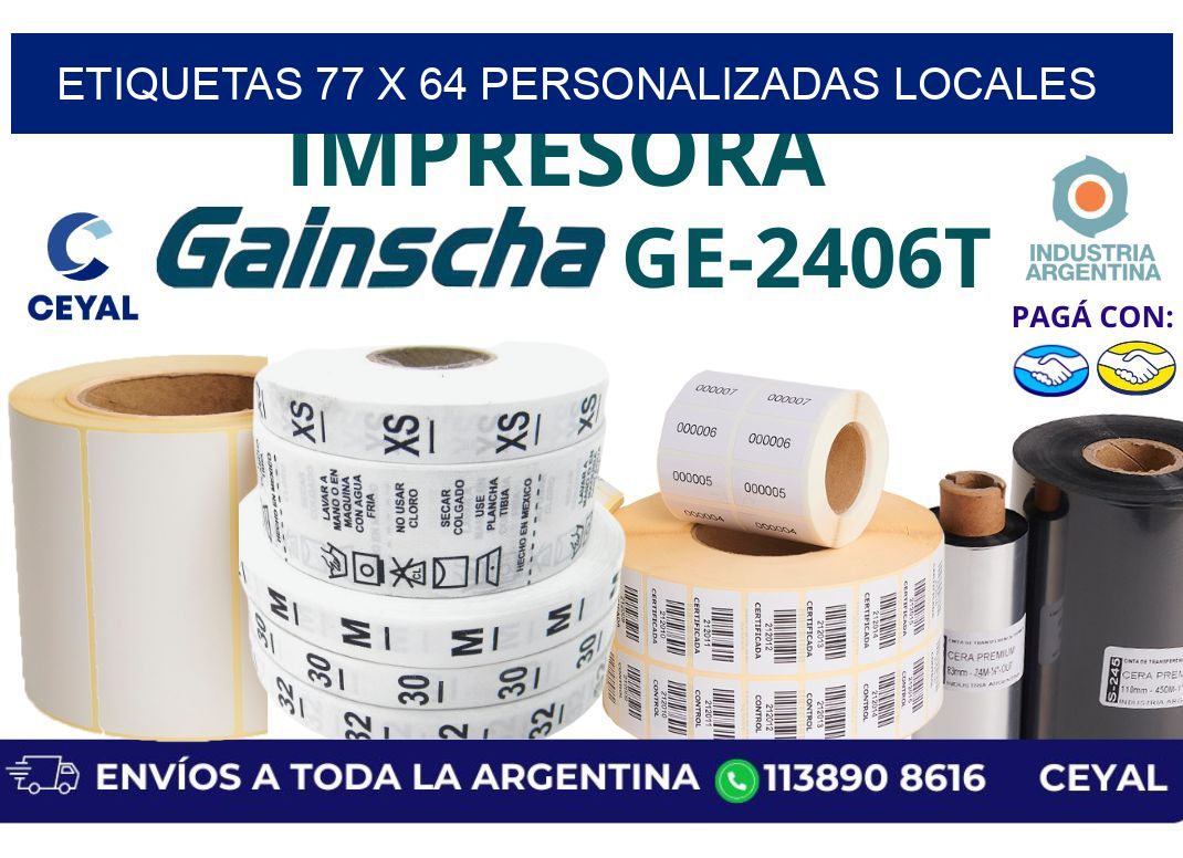 etiquetas 77 x 64 personalizadas locales