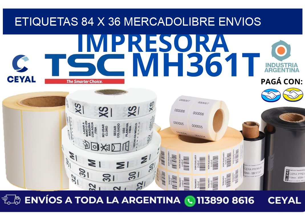 etiquetas 84 x 36 mercadolibre envios
