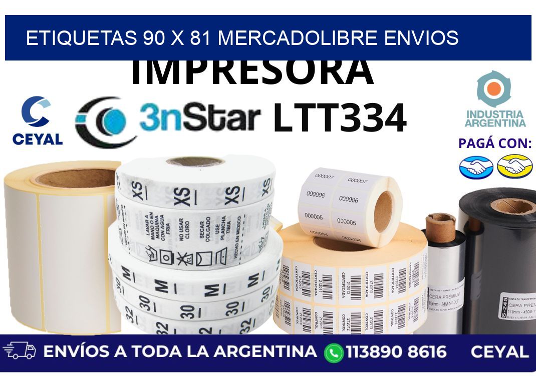 etiquetas 90 x 81 mercadolibre envios