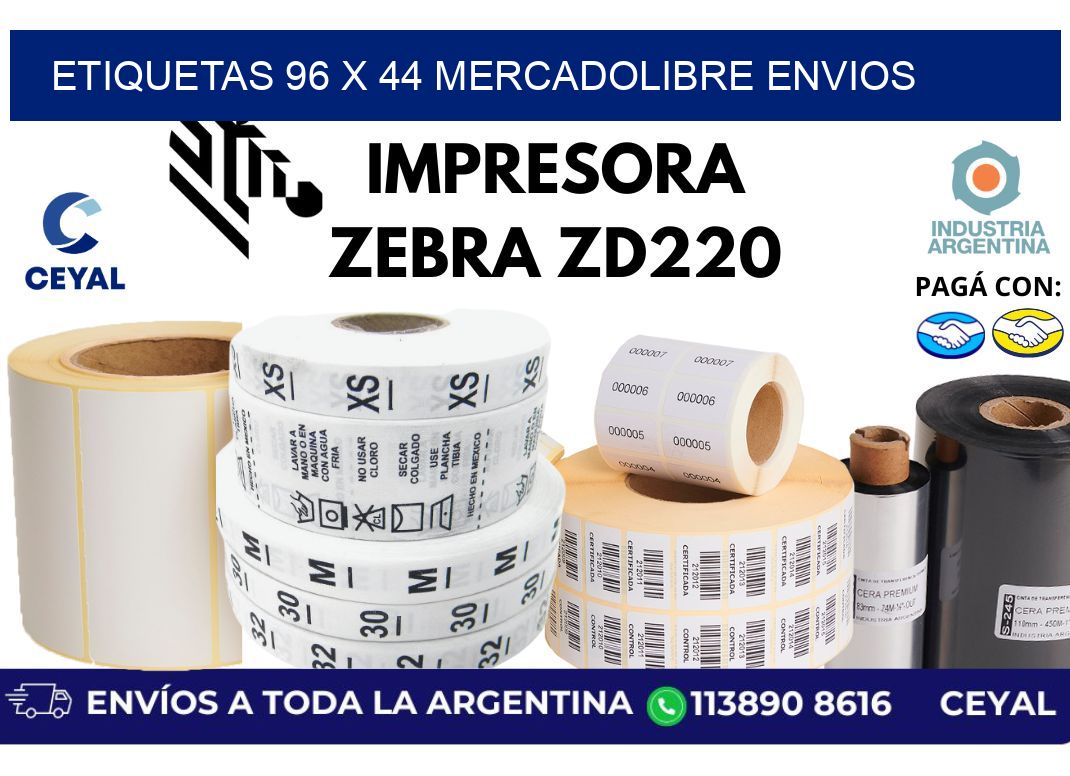 etiquetas 96 x 44 mercadolibre envios