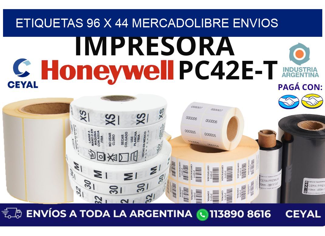 etiquetas 96 x 44 mercadolibre envios
