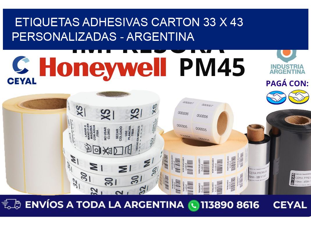etiquetas adhesivas carton 33 x 43 personalizadas - Argentina