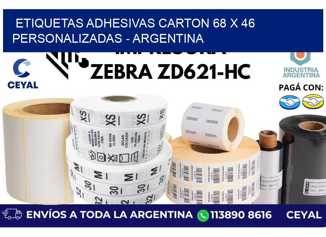 etiquetas adhesivas carton 68 x 46 personalizadas - Argentina