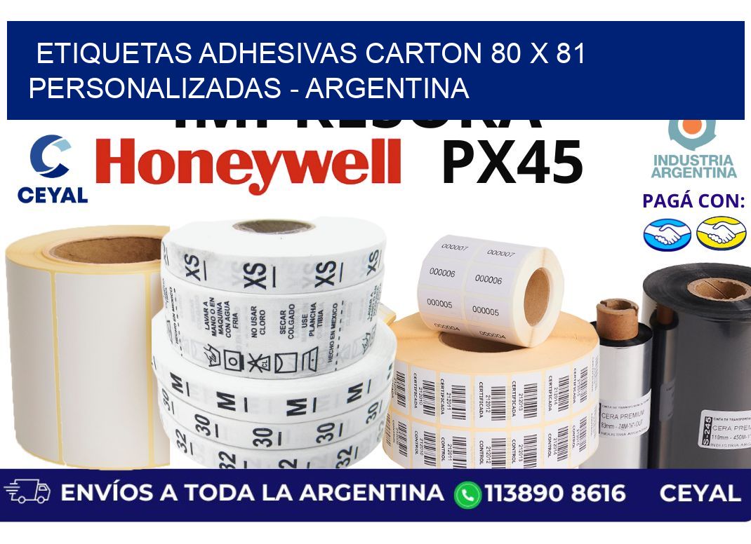 etiquetas adhesivas carton 80 x 81 personalizadas – Argentina