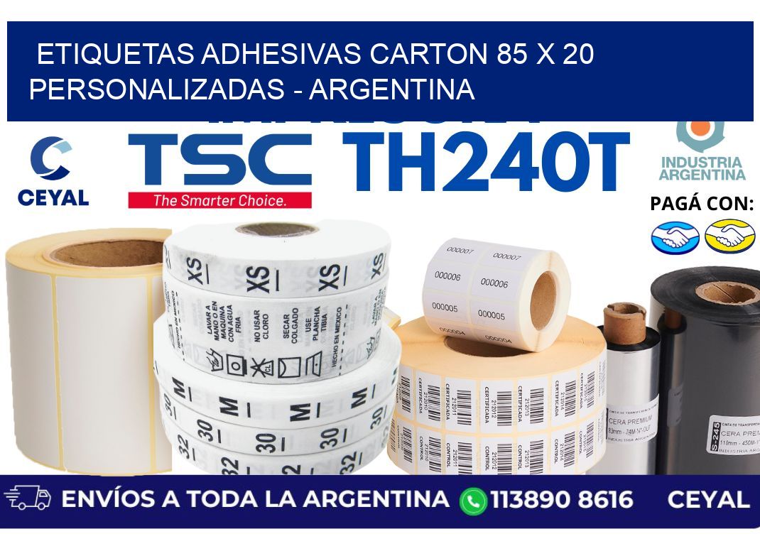 etiquetas adhesivas carton 85 x 20 personalizadas - Argentina