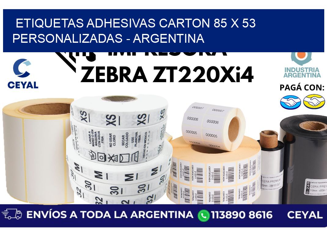 etiquetas adhesivas carton 85 x 53 personalizadas - Argentina