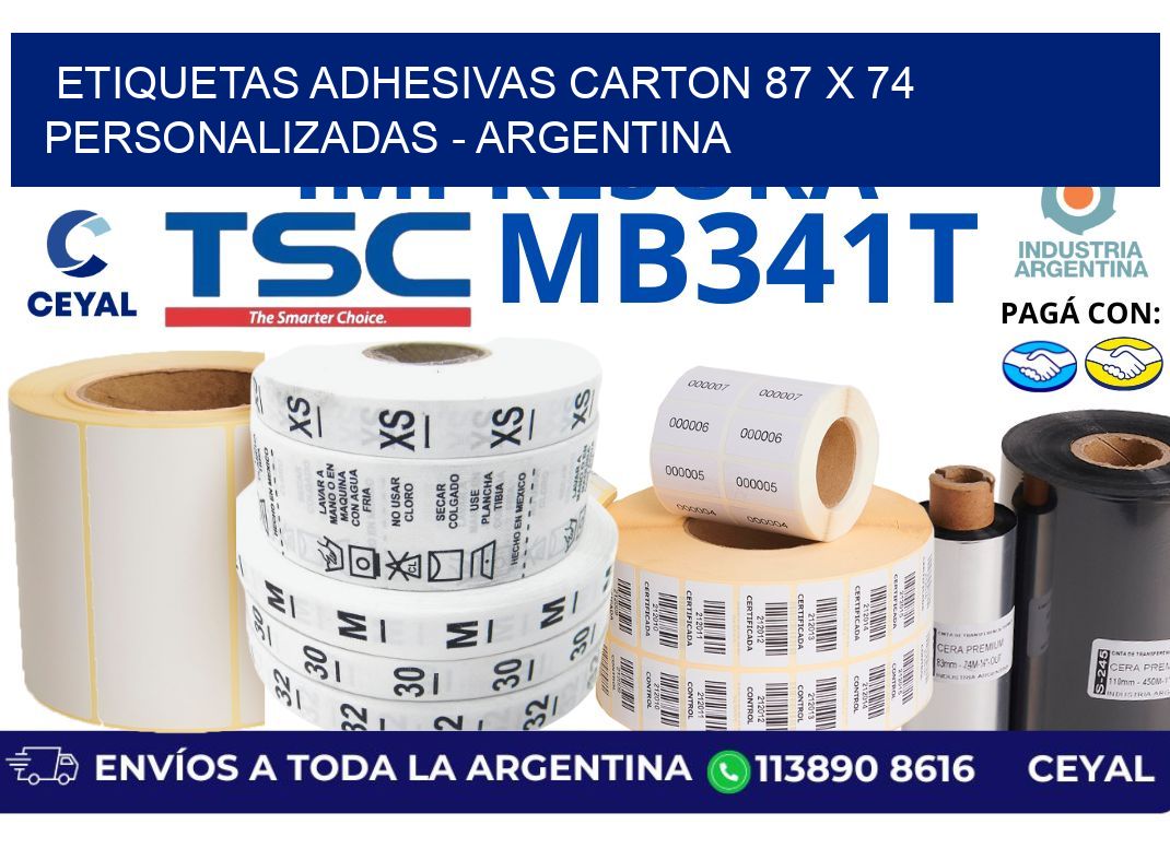 etiquetas adhesivas carton 87 x 74 personalizadas - Argentina