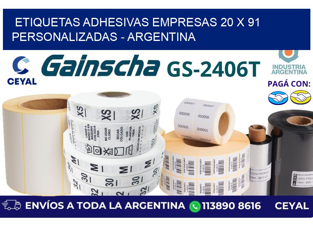 etiquetas adhesivas empresas 20 x 91 personalizadas - Argentina