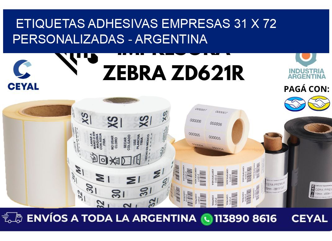 etiquetas adhesivas empresas 31 x 72 personalizadas - Argentina