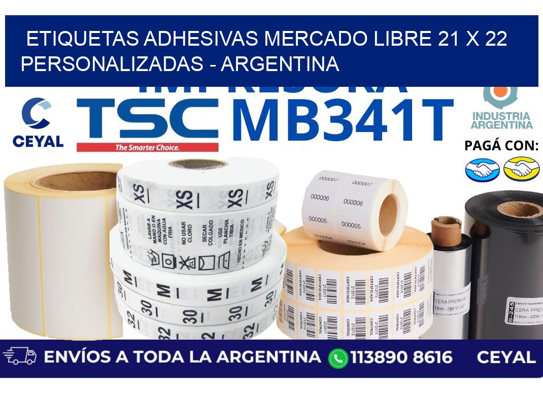 etiquetas adhesivas mercado libre 21 x 22 personalizadas - Argentina