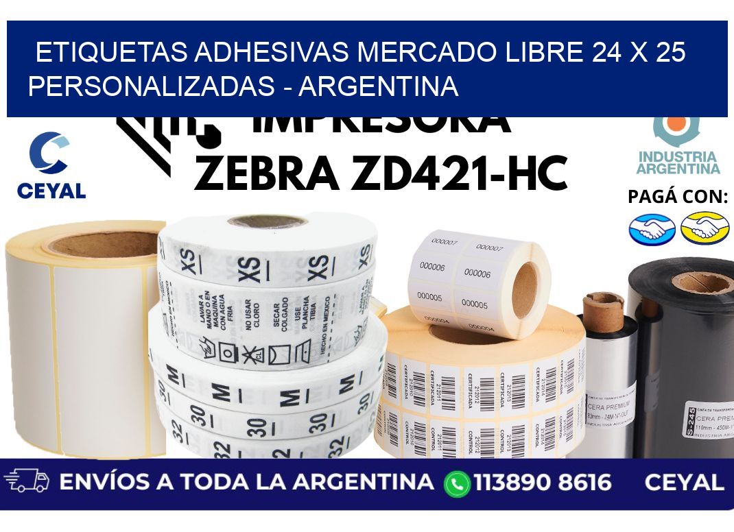 etiquetas adhesivas mercado libre 24 x 25 personalizadas - Argentina