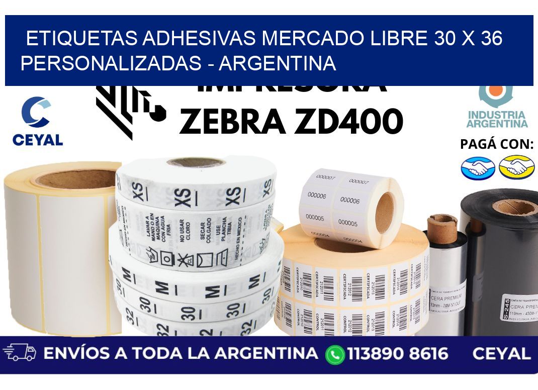 etiquetas adhesivas mercado libre 30 x 36 personalizadas - Argentina