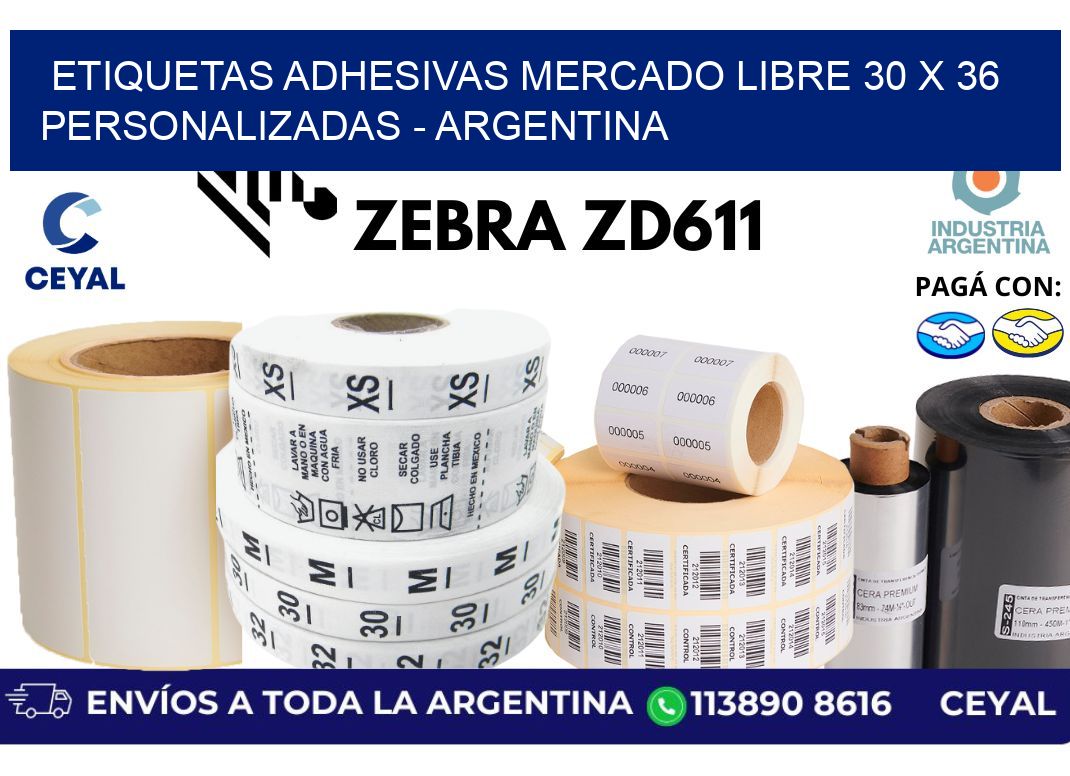 etiquetas adhesivas mercado libre 30 x 36 personalizadas – Argentina
