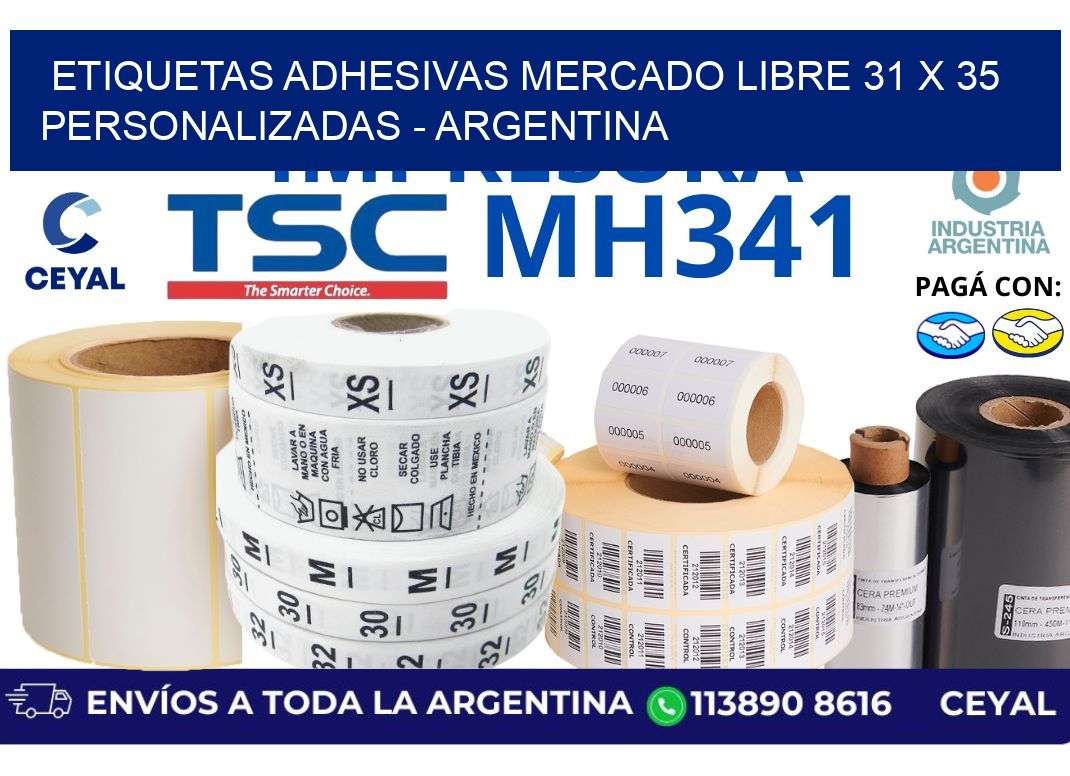 etiquetas adhesivas mercado libre 31 x 35 personalizadas - Argentina