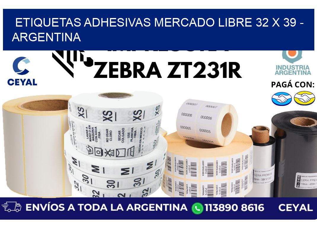 etiquetas adhesivas mercado libre 32 x 39 - Argentina