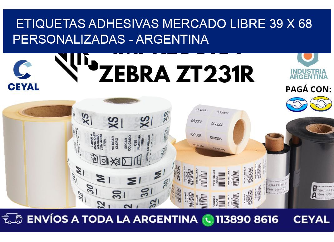 etiquetas adhesivas mercado libre 39 x 68 personalizadas – Argentina