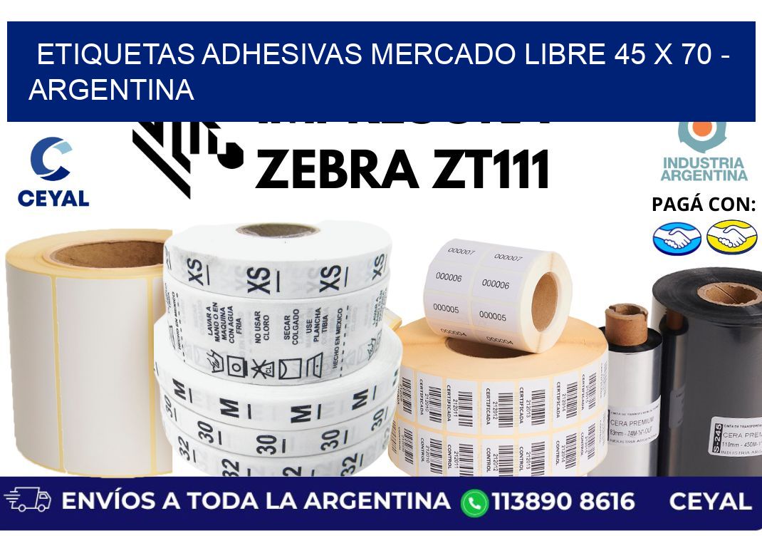 etiquetas adhesivas mercado libre 45 x 70 - Argentina
