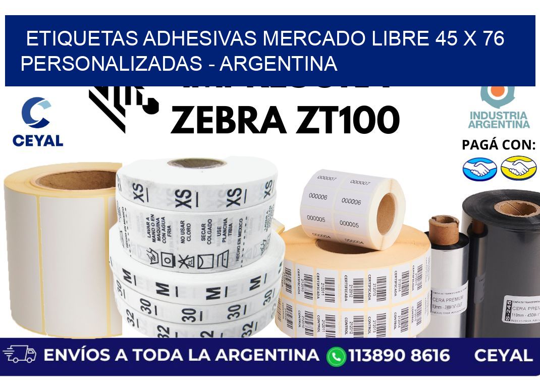 etiquetas adhesivas mercado libre 45 x 76 personalizadas - Argentina