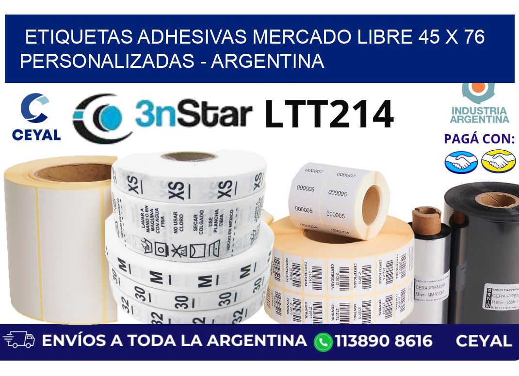 etiquetas adhesivas mercado libre 45 x 76 personalizadas - Argentina