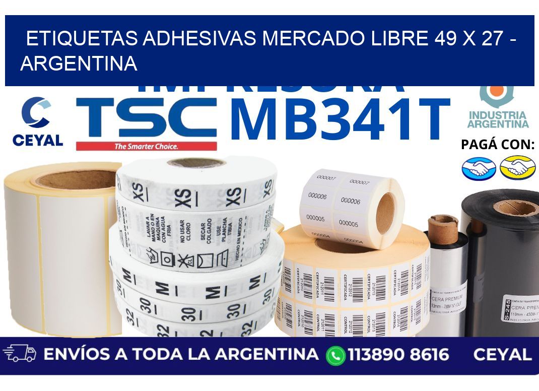 etiquetas adhesivas mercado libre 49 x 27 - Argentina