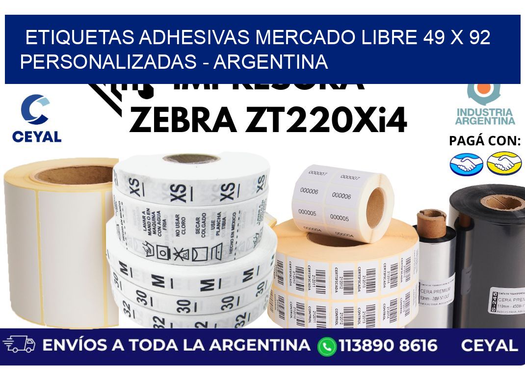 etiquetas adhesivas mercado libre 49 x 92 personalizadas – Argentina