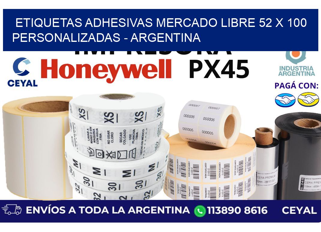etiquetas adhesivas mercado libre 52 x 100 personalizadas – Argentina
