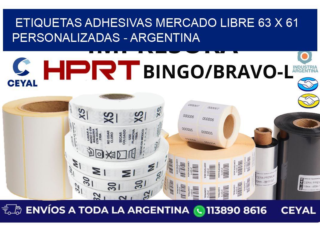etiquetas adhesivas mercado libre 63 x 61 personalizadas - Argentina