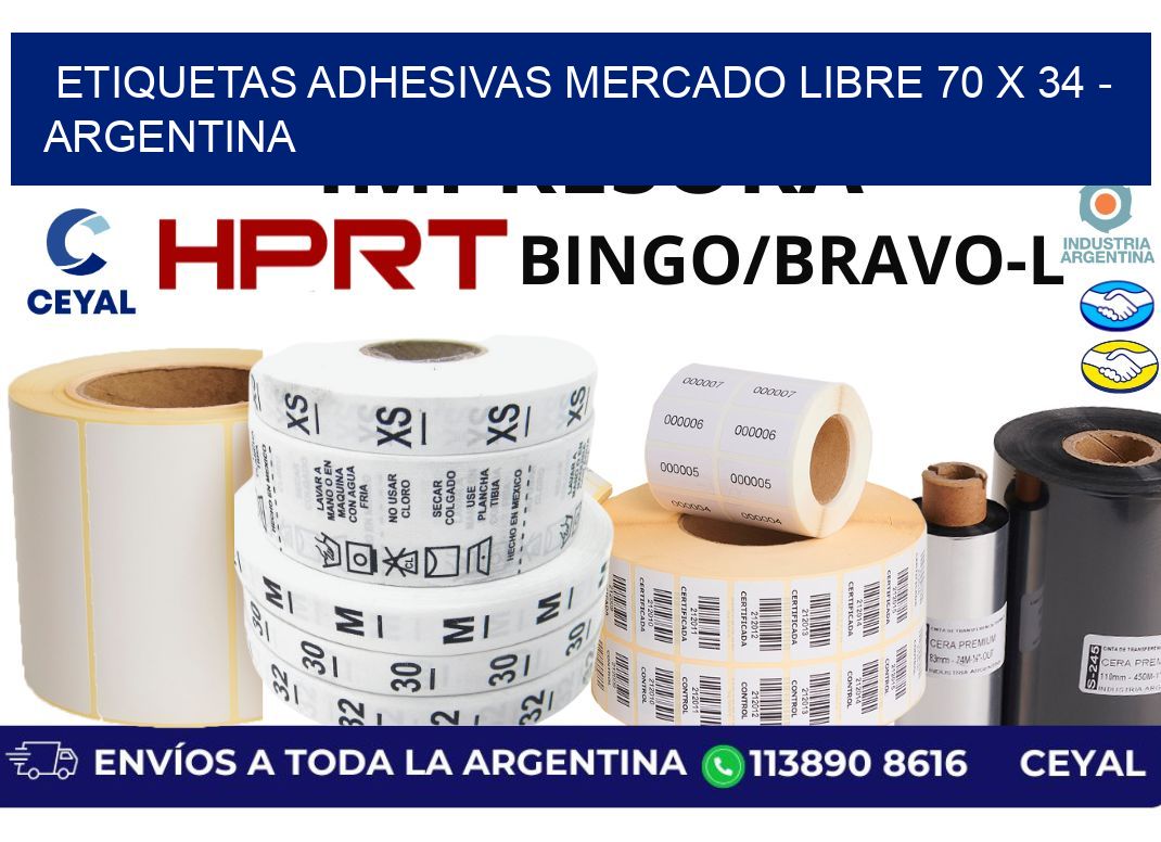 etiquetas adhesivas mercado libre 70 x 34 - Argentina