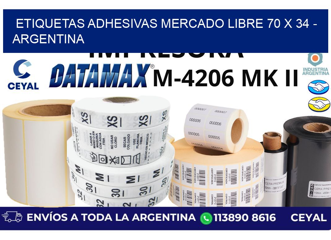 etiquetas adhesivas mercado libre 70 x 34 - Argentina