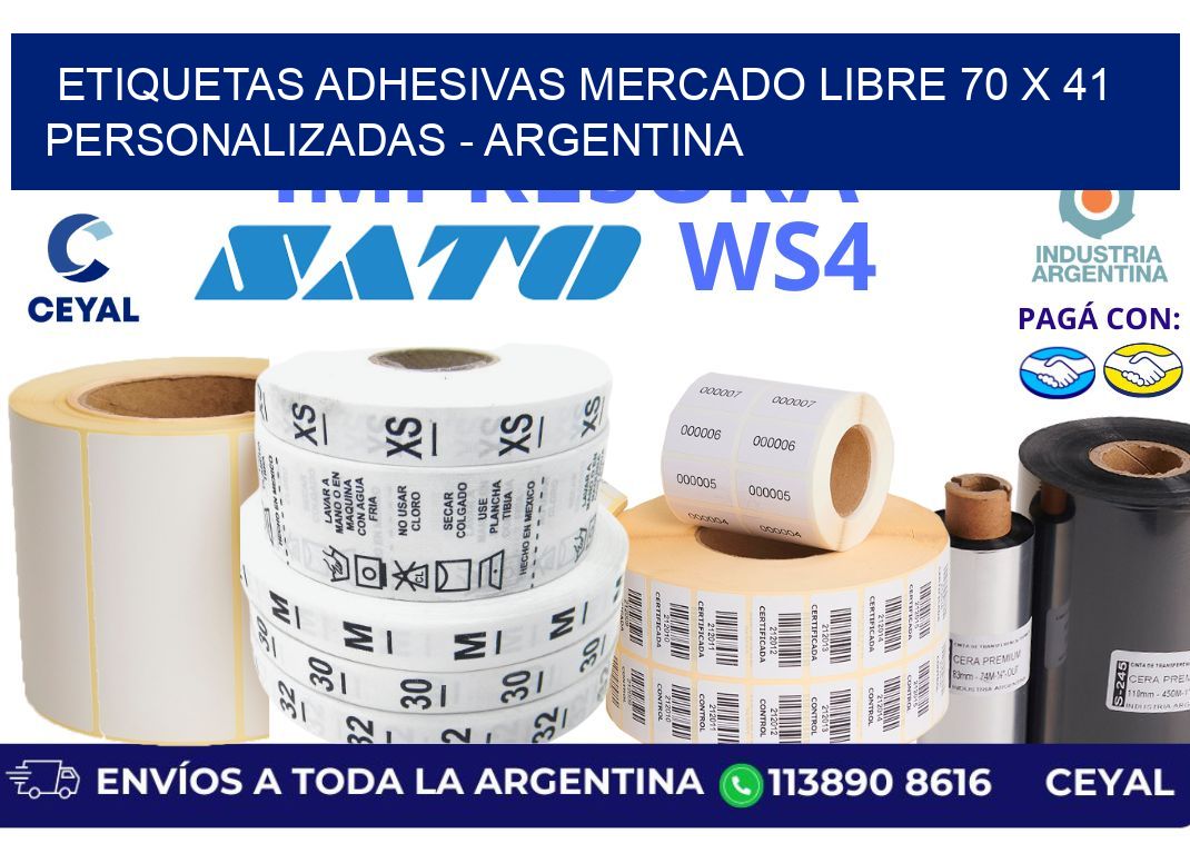 etiquetas adhesivas mercado libre 70 x 41 personalizadas - Argentina