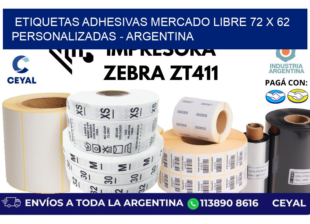 etiquetas adhesivas mercado libre 72 x 62 personalizadas – Argentina