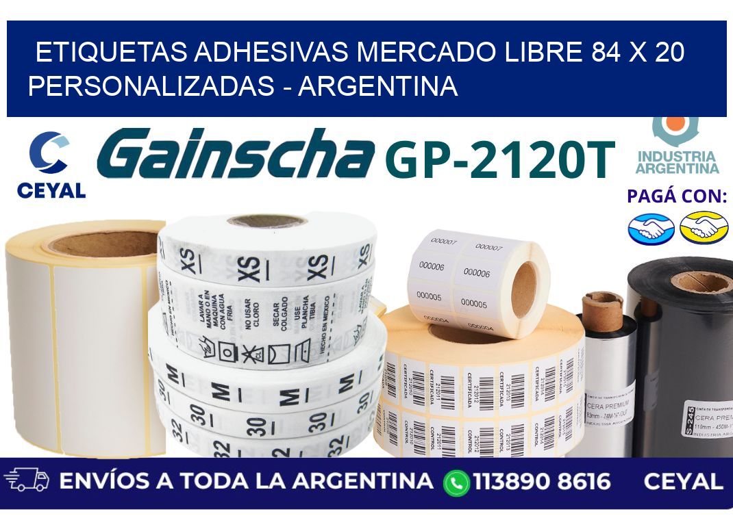 etiquetas adhesivas mercado libre 84 x 20 personalizadas - Argentina