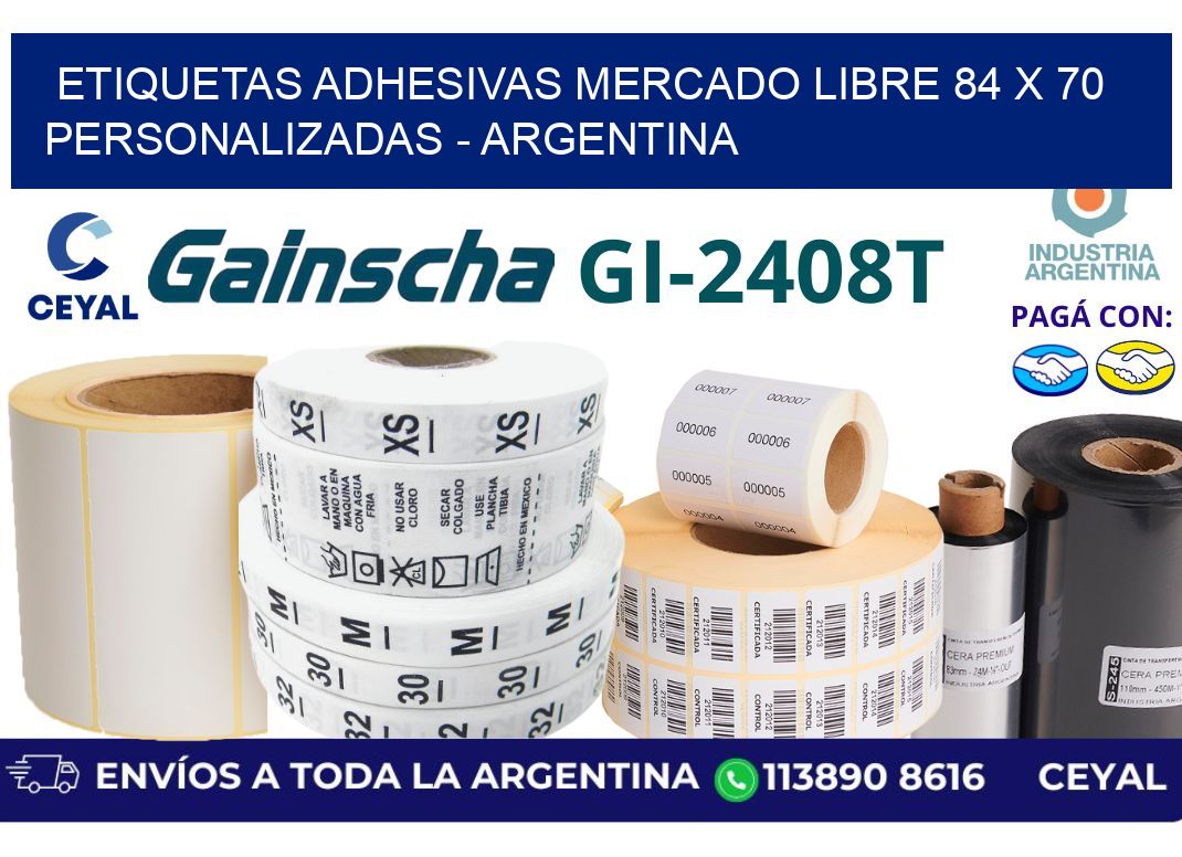 etiquetas adhesivas mercado libre 84 x 70 personalizadas – Argentina