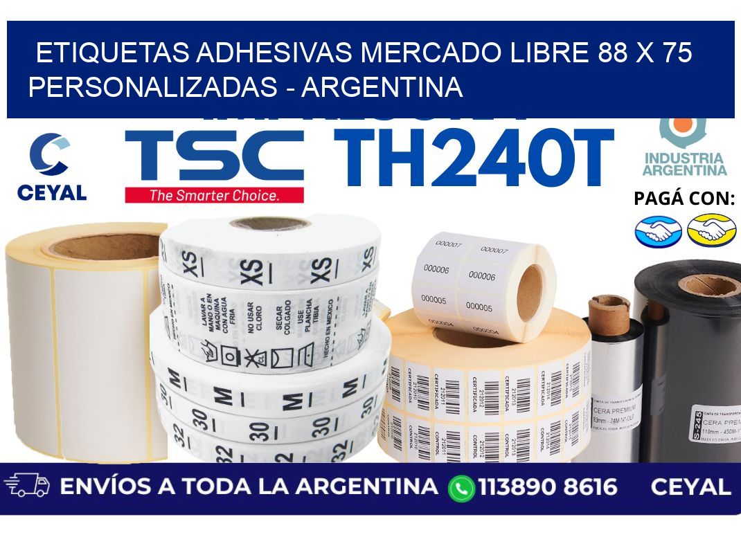 etiquetas adhesivas mercado libre 88 x 75 personalizadas – Argentina