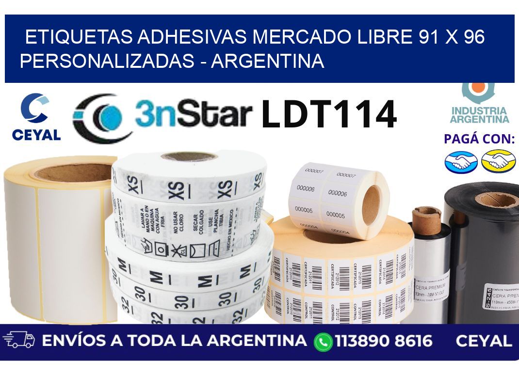 etiquetas adhesivas mercado libre 91 x 96 personalizadas - Argentina