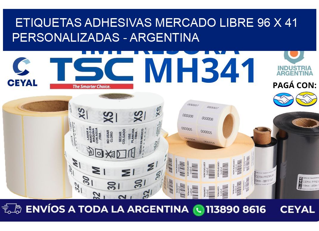 etiquetas adhesivas mercado libre 96 x 41 personalizadas - Argentina