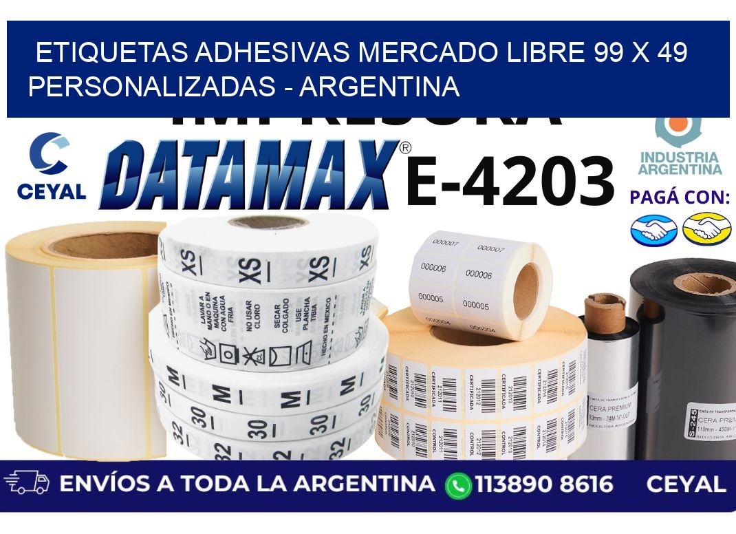 etiquetas adhesivas mercado libre 99 x 49 personalizadas - Argentina