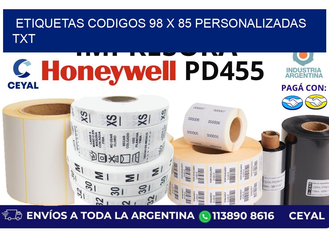 etiquetas codigos 98 x 85 personalizadas txt