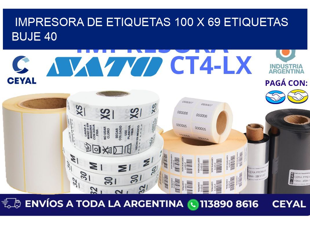 impresora de etiquetas 100 x 69 etiquetas buje 40