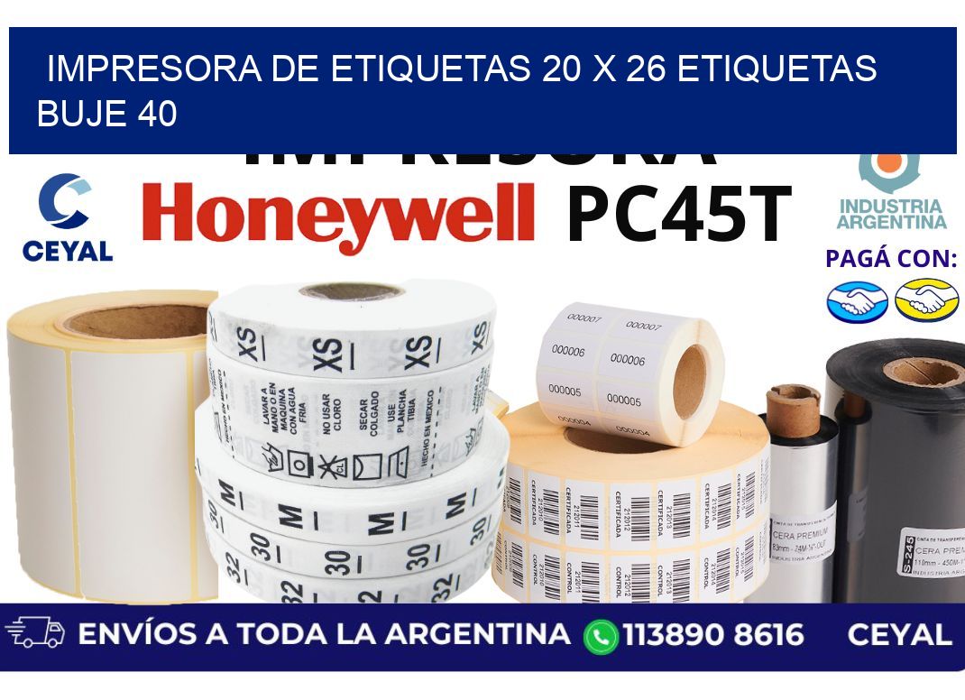 impresora de etiquetas 20 x 26 etiquetas buje 40