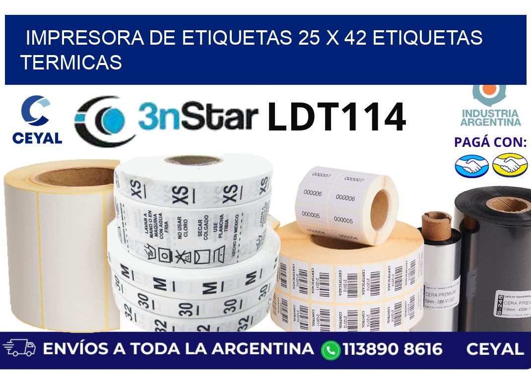 impresora de etiquetas 25 x 42 etiquetas termicas