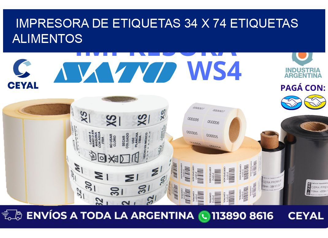 impresora de etiquetas 34 x 74 etiquetas alimentos