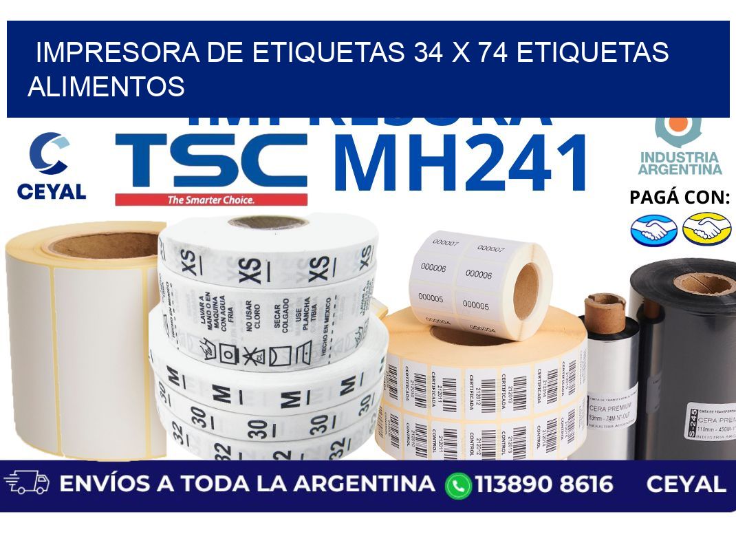 impresora de etiquetas 34 x 74 etiquetas alimentos